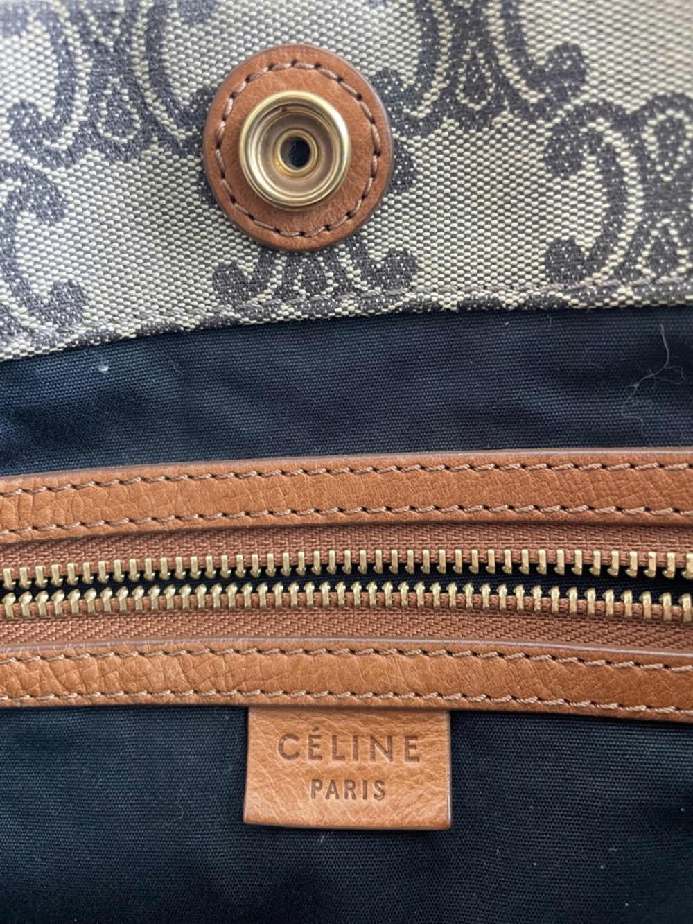 Celine Brown and Beige Canvas Logo Tote - Picture 3 of 9
